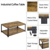 Coffee Table Industrial Livingroom Tea Table with Large Storage Shelf