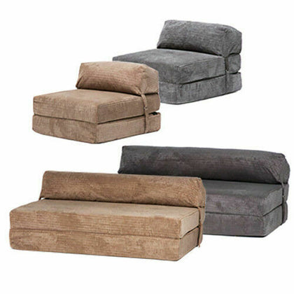 Corduroy Fold Out Single Double Guest Z ChairBed Folding Mattress Sofa Bed Futon