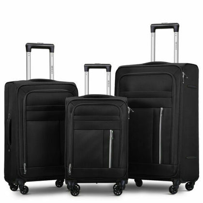 Soft Shell Cabin Suitcase 4 Wheel Travel Luggage Trolley Super Lightweight Case