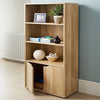 Stylish 2 Door Bookcase Shelf with Adjustable Shelves Storage Cabinet Oak Finish