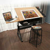 Artist Desk/Table with 2 Drawers and Stool Height/Angle Adjustable for Art Work