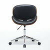 Modern PU Leather Swivel Desk Chair Home Office Seat Classic Wood Veneer Black