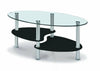 Coffee Table Clear Glass Oval Top Gloss White Black Natural Shelf Chrome Legs