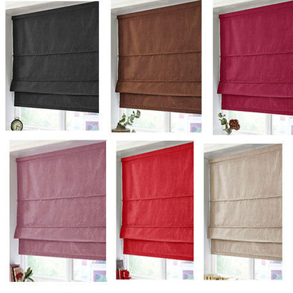 Blackout Faux Silk Roman Blinds (2ft-6ft) - Choice of 9 Colours & 5 Sizes