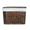 Woodluv Brown Wicker Wht Linning Linen Laundry Basket /Bin Storage Trunk Hamper