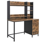 Large Computer Desk Vintage Industrial Shelves Rustic Metal Workstation Table