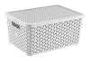 Small Large Rattan Plastic Storage Box Lid Basket Container Kitchen Home Office
