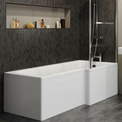 Modern L Shaped Acrylic Front Side Bath Panel Only For Shower Bath 1700mm White