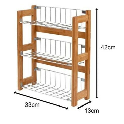 New Bamboo 3 Tier Wood Kitchen Rack with 3 Shelves for Spice Rack, Fruit Rack !