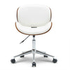 Modern PU Leather Swivel Desk Chair Home Office Seat Classic Wood Veneer Beige