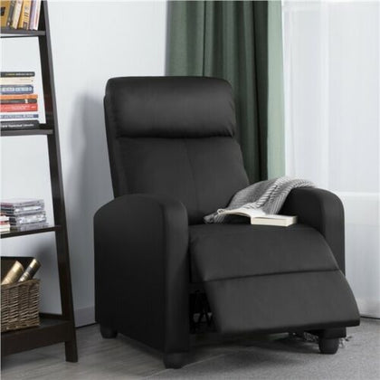 Modern Recliner Chair Upholstered Sofa PU Leather Armchair w/Adjustable Footpads