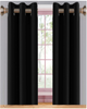 Thick Thermal Insulated Blackout Eyelet Curtains With Ring Top Pair + Tie Backs