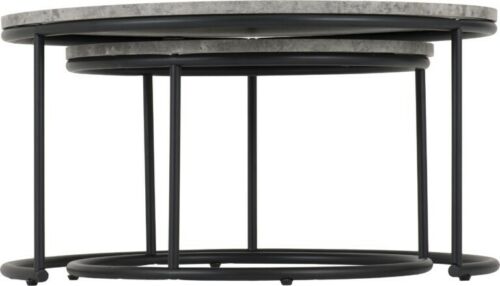 Athens Round Coffee Table Set Concrete Effect and Black