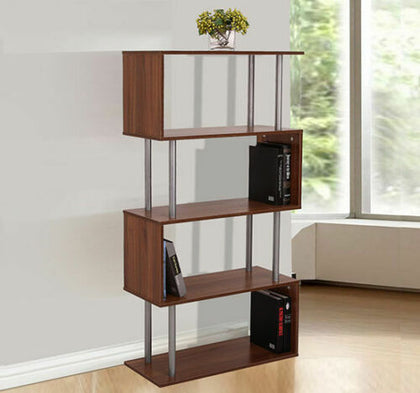 Wooden S Shape Lounge Storage Display Unit Bookcase Bookshelf