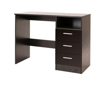 Computer Desk Black Gloss 3 Drawers Open Storage Shelf Home Office Ottawa
