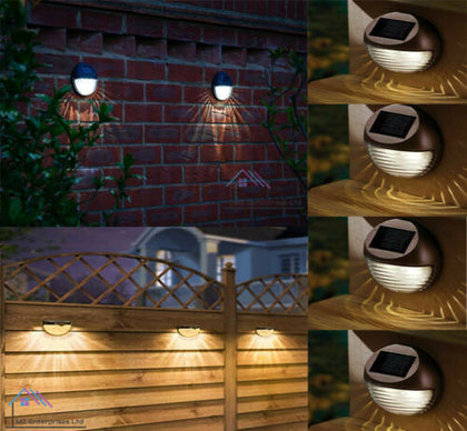 4/8/12 SOLAR POWERED BROWN DOOR FENCE WALL LIGHTS LED OUTDOOR GARDEN LIGHTING