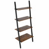 4 Shelves Wood Metal Ladder Shelf Bookshelf Display Shelving Leaning Wall Stand