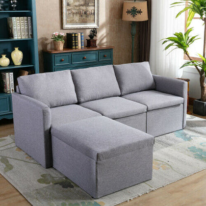 L Shaped Sofa 3 Seater SofaBed Settee Fabric Couch Settee Suite Upholstered Seat