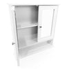 White Bathroom Wall Cabinet Storage Cupboard with Mirror Wooden Shelves