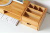 Bamboo PC Laptop Monitor Riser Stand Study Table Printer Desktop Organiz