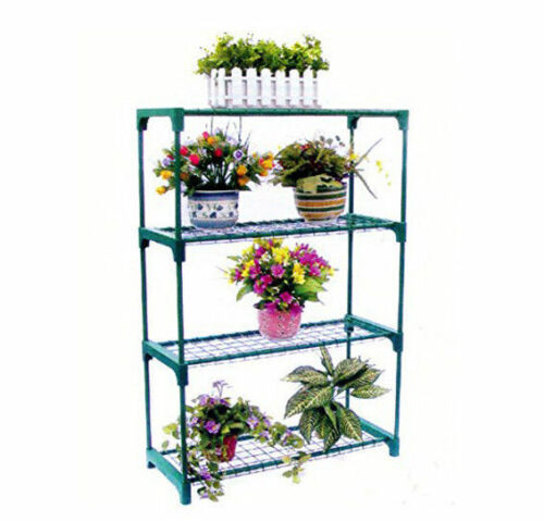 Double 4 Tier Steel Mini Garden Greenhouse Staging Shelving Shelf Plant Stand UK