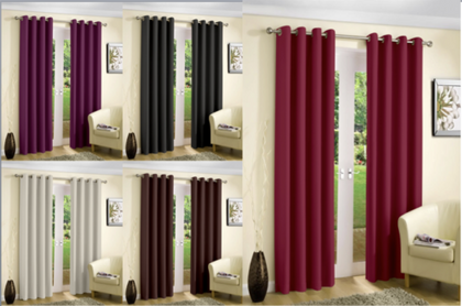 Blackout Thermal Curtains Eyelet Ring Top Curtain Pair With Tie Backs