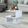Small Square Coffee Table White Modern 2 Tier Side Table Bedside Nightstand Unit