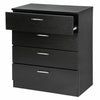 Black Chest of Drawers Bedroom Beside Table 4 Drawers Storage Wooden Cabinet