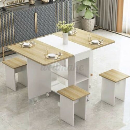 Folding Dining Table and Chairs 4 Set Dining Kitchen Room Home Furniture Wood
