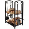 Large Black Indoor/Outdoor Firewood Log Storage Rack Stand & Tools Holder Store