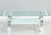 White Modern Rectangle Glass/Chrome For Living Room Coffee Table & Lower Shelf