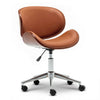 Modern PU Leather Swivel Desk Chair Home Office Seat Classic Wood Veneer Brown