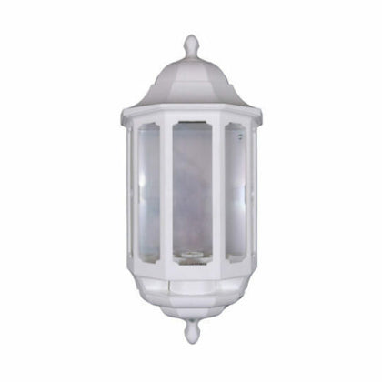Half Lantern Wall Light with Photocell - White Outdoor Outside Fitting by ASD