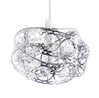 Gem Wrap Twist Design Glamour Silver Metal Lamp Shade Easy Fit Light Pendant