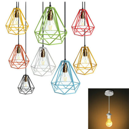 Industrial Wire Cage Style Retro Ceiling Pendant Light Modern Lamp Shade Metal