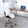 Modern PU Leather Swivel Desk Chair Home Office Seat Classic Wood Veneer Beige