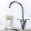 Kitchen Sink Mixer Basin Tap Double Lever Swivel Waterfall Faucet Chrome