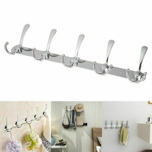 15 Hooks Coat Clothes Door Holder Rack Hook Wall Mounted Hanger Stainless Steel