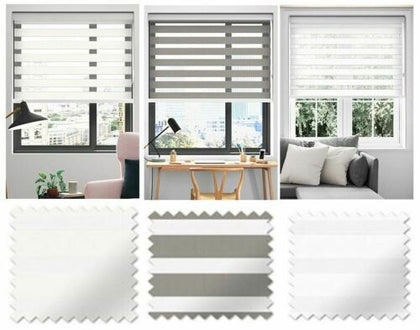 Day Night Roller Window Blinds- Fabric Home Office Easy Fit - Drop 160cm
