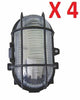 4 X Black Oval Bulkhead Light Outdoor Garden Security Lighting 60w