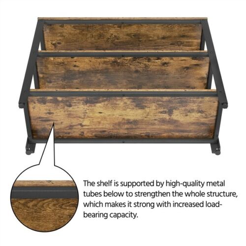 3 Tiers Console Table Industrial Hallway Table W/ Shelf Side Table Rustic Brown