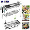 Fold Barbecue Charcoal Grill Stainless Steel BBQ Patio Outdoor Camping Silver UK