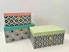 Set of 3 Storage Craft Boxes & Lids Retro Cardboard Geometric Design Office Tidy