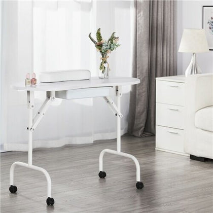 Foldable Portable Mobile Manicure Nail Table Beauty Salon Technician Work Desk