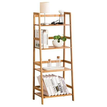 4-Tier Ladder Shelf Bookshelf Bookcase Storage Display Leaning Home Office Decor