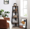 Corner Shelf, 4-Tier Industrial Storage Rack, Ladder Bookcase, Organiser UK