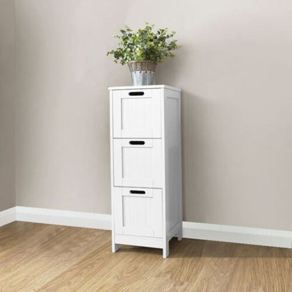 Bathroom Cabinet Cupboard Slim 3-Drawer Storage Shelf Chest Furniture White