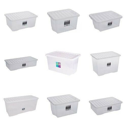 3 Pack Plastic Storage Boxes Clear Home Stacker Boxes With Lids