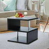 Small Square Coffee Table Black Modern 2 Tier Side Table Bedside Nightstand Unit
