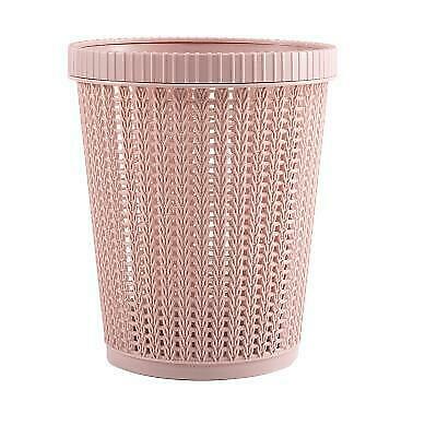 New Pink Home Office Plastic Basket Trash Waste Bin Hollow Garbage Bag Box